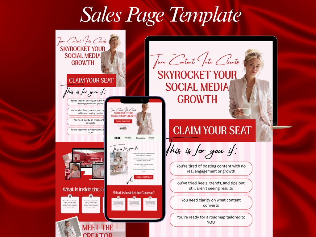 Crimson Authority Canva Sales Page Bundle for Stan Store & Beacons