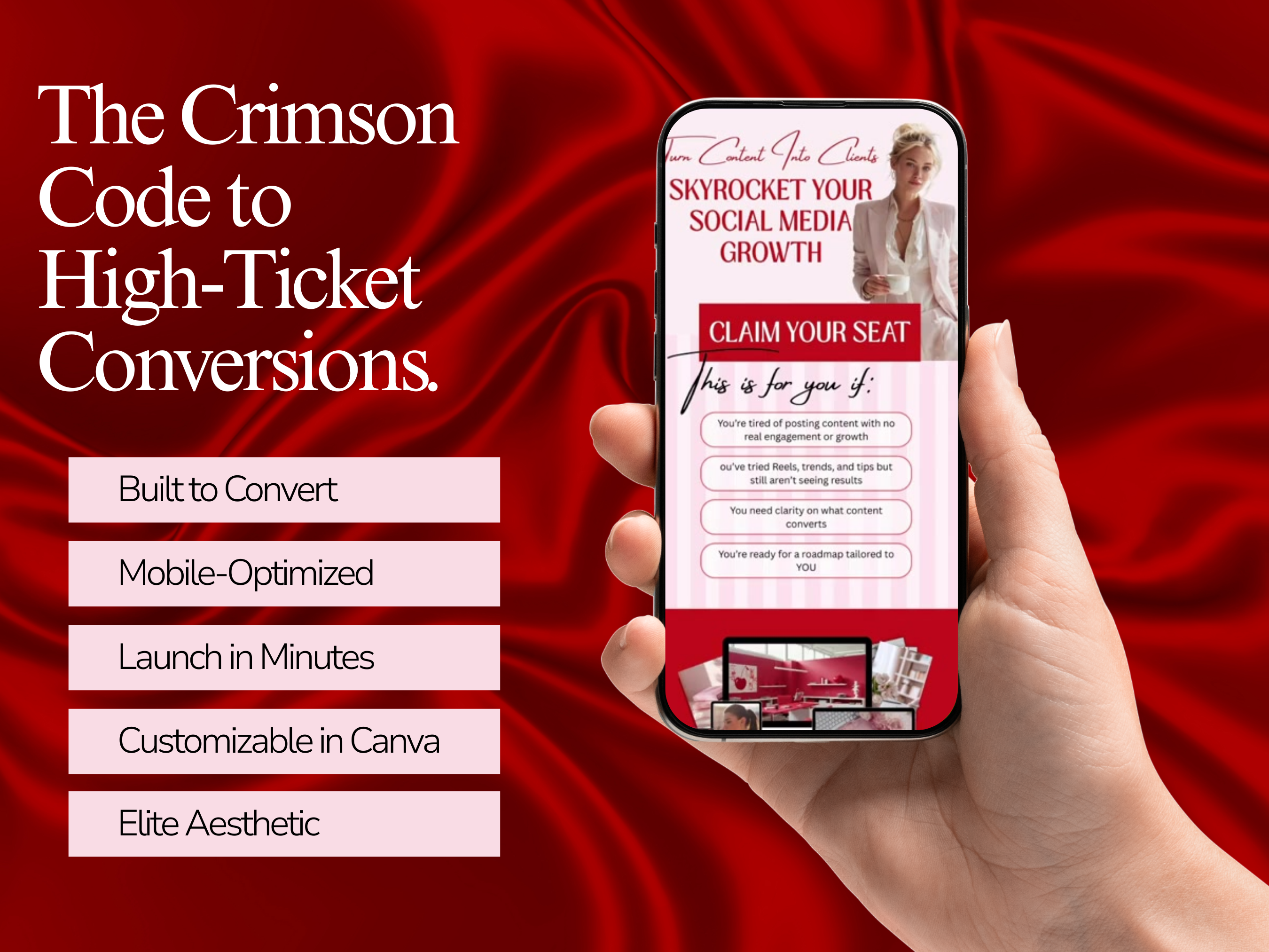 Crimson Authority Canva Sales Page Bundle for Stan Store & Beacons
