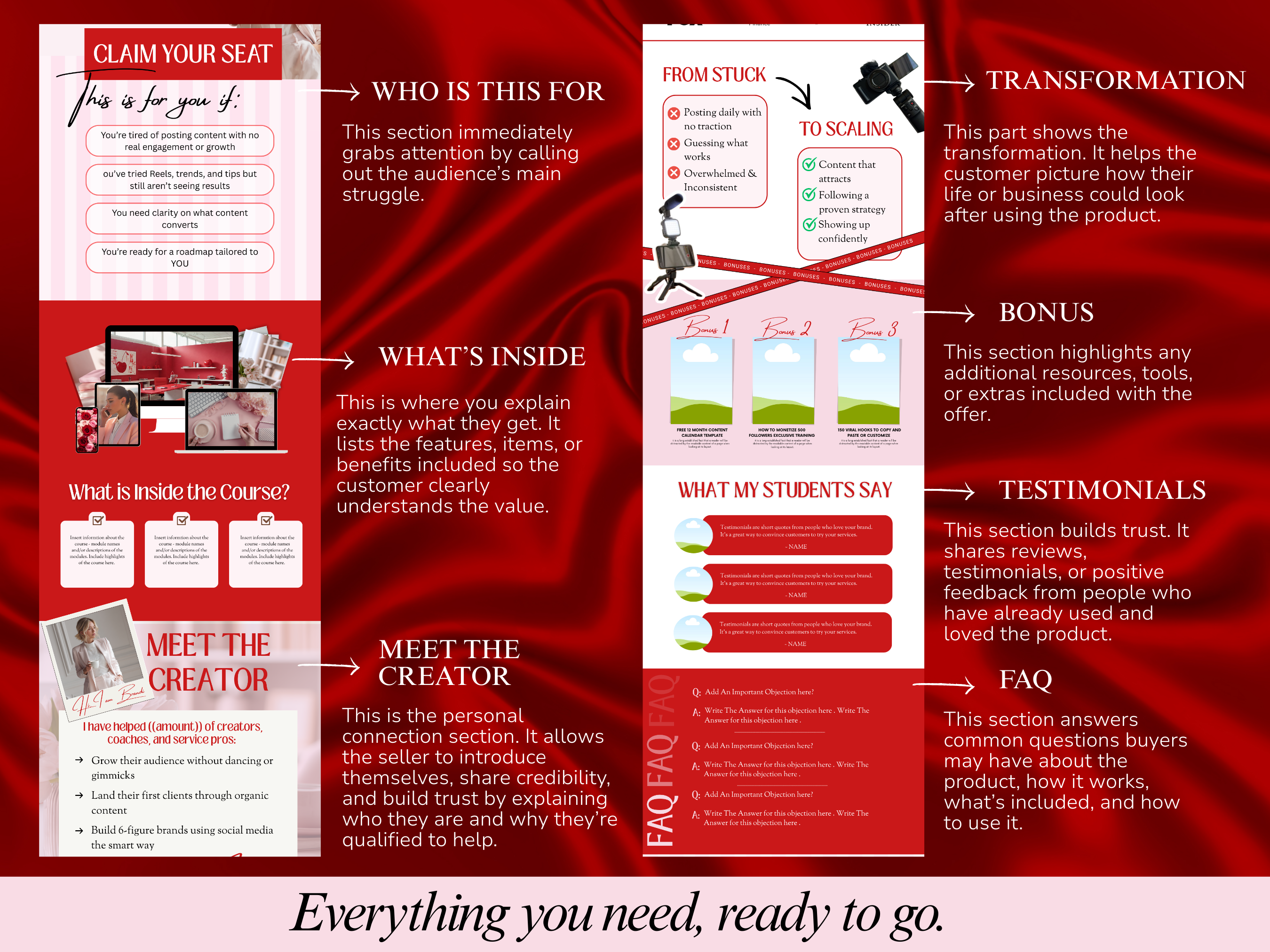 Crimson Authority Canva Sales Page Bundle for Stan Store & Beacons