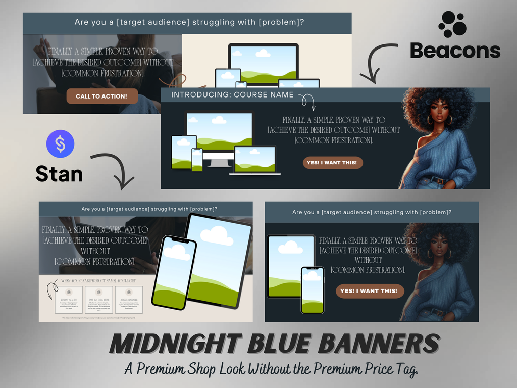 Midnight Blue Canva Sales Page Template | Stan Store & Beacons (Digital Download)