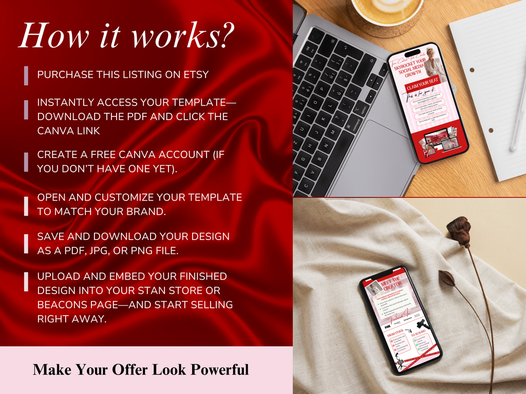 Crimson Authority Canva Sales Page Bundle for Stan Store & Beacons
